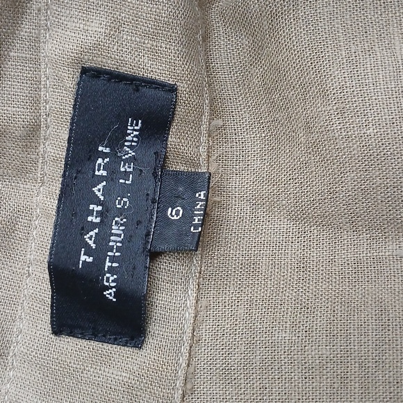 Tahari Arthur S. Levine Olive Brown Drab Shirt Dress Size 6 - Picture 7 of 8